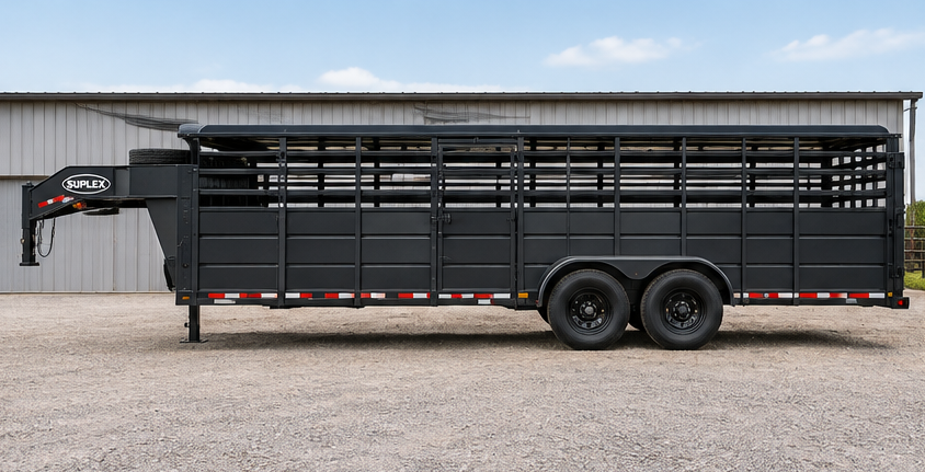 Suplex 8' x 24' Livestock Trailer – Tandem Axle, Gooseneck Stock Trailer - Image 3