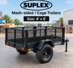 Suplex 4' x 6' Mesh-sided Cage Trailer – Single Axle, High Mesh Sides - Image 4