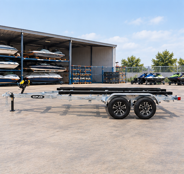 Suplex 12–14 ft Boat & Jet Ski Trailer – Tandem Axle, Galvanized Bunk Frame - Image 3