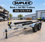 Suplex 12–14 ft Boat & Jet Ski Trailer – Tandem Axle, Galvanized Bunk Frame - Image 4