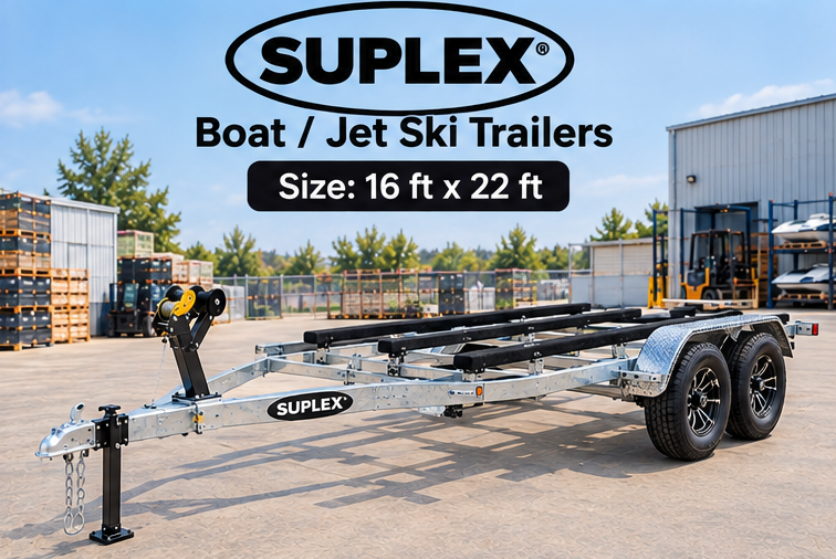 Suplex 16–22 ft Boat & Jet Ski Trailer – Tandem Axle, Galvanized Bunk Frame - Image 4