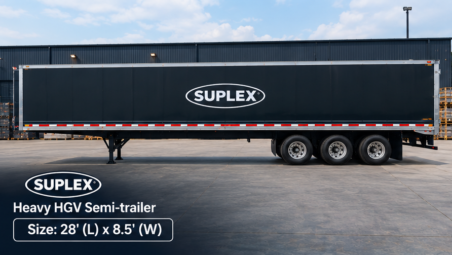 Suplex 28' x 8.5' HGV Box Semi-Trailer – Tri-Axle, Dry Van - Image 3