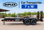 Suplex 7' x 16' Car Transporter Trailer – Tandem Axle, Stand-up Ramps - Image 4