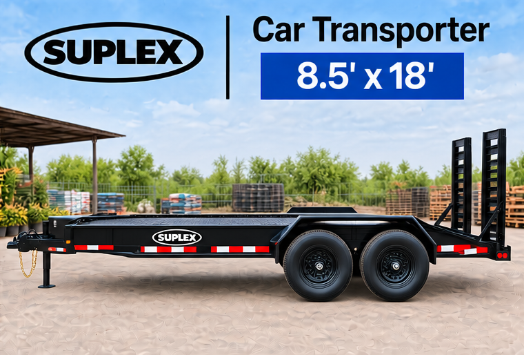 Suplex 8.5' x 18' Car Transporter Trailer – Tandem Axle, Stand-up Ramps - Image 4