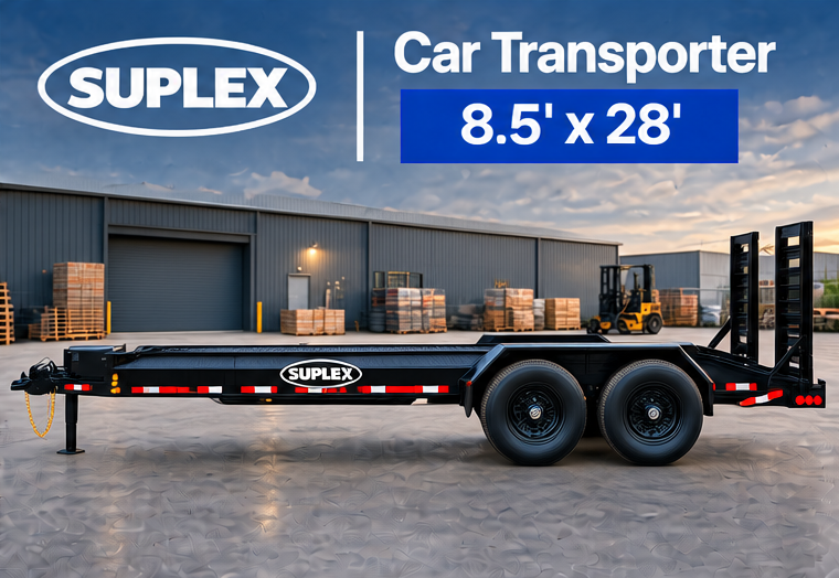 Suplex 8.5' x 28' Car Transporter Trailer – Tandem Axle, Stand-up Ramps - Image 4