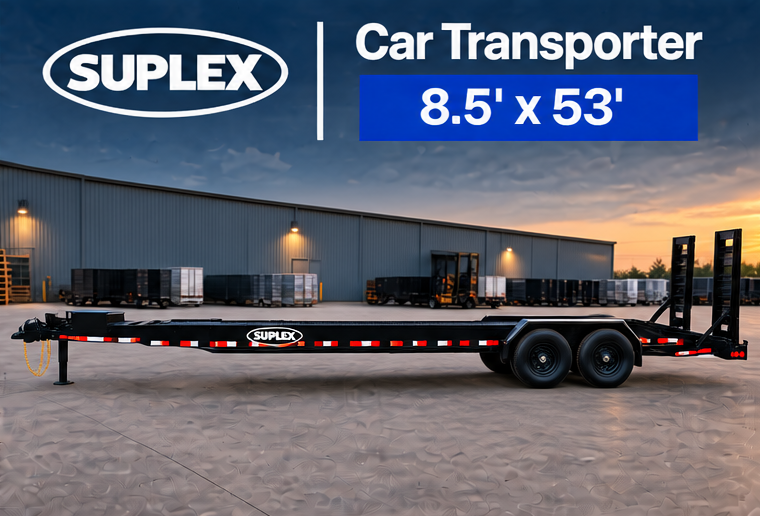 Suplex 8.5' x 53' Car Transporter Trailer – Tandem Axle, Stand-up Ramps - Image 4